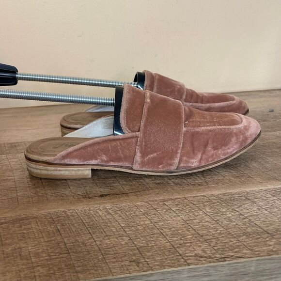Free People Flats Velvet Slip On Loafer Dusty Pink Slides Mules Size 7 /38 - Picture 3 of 7